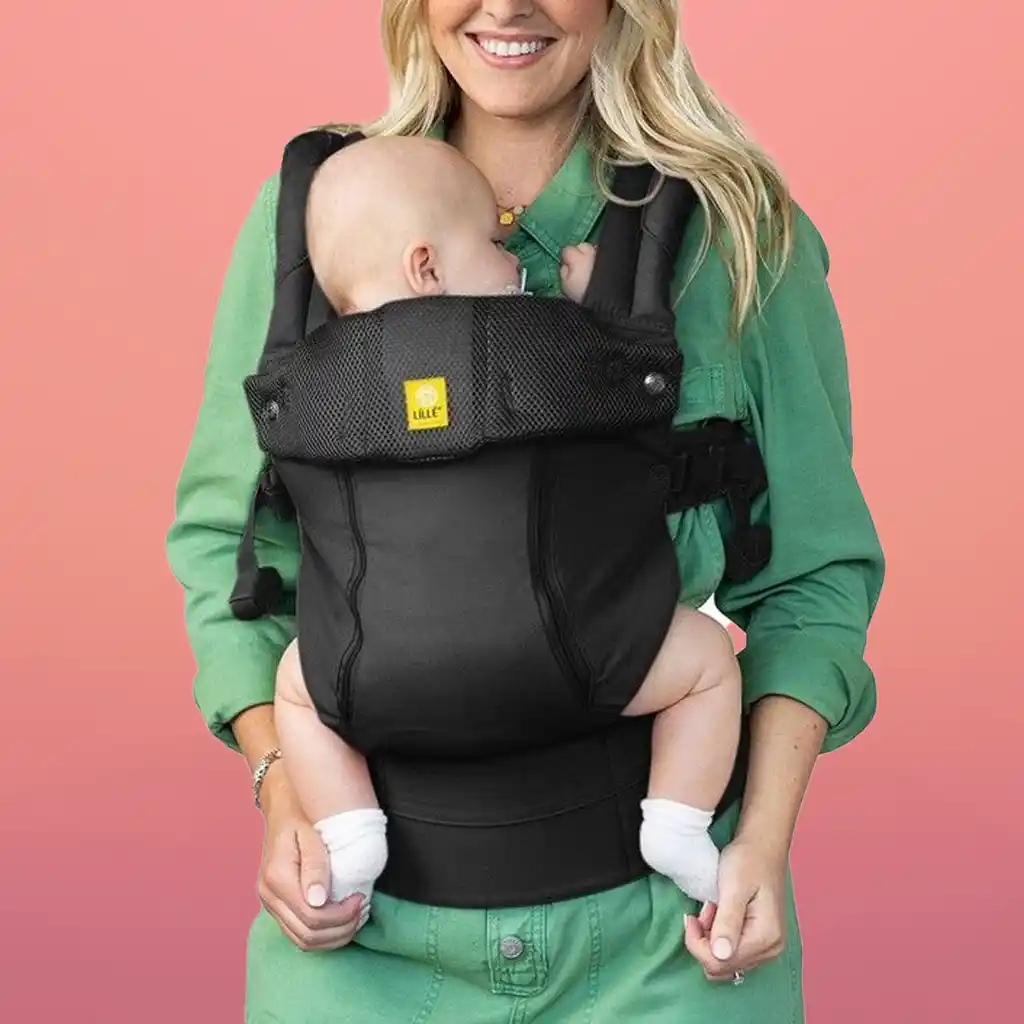 The LILLEBABY Complete All Seasons Baby Carrier offers six carrying positions and a mesh panel for temperature regulation, supporting babies from 7 lbs to 45 lbs.