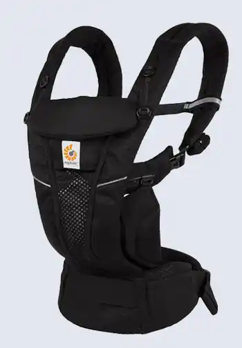 Ergobaby Omni Breeze Baby Carrier in Onyx Black designed for active parents with ergonomic support.