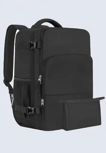 An underseat backpack designed to hold all your carry-on packing list essentials, ensuring easy access and organization during your flight.