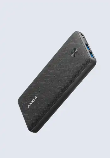 A slim power bank external charger with a cable, providing a compact and efficient way to charge your devices on the go.