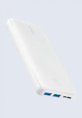 A high-capacity external charger featuring multiple ports and a cable, ideal for charging several devices simultaneously during travel.