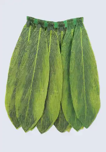 detailed ti leaf skirt accessory designed for an adult Maui costume, perfect for a Moana-themed Halloween outfit.