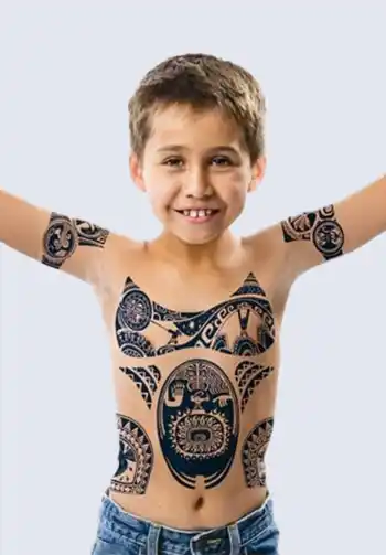  Child-sized temporary tribal tattoos perfect for adding an authentic touch to a kids' Maui Halloween costume from Disney's Moana.