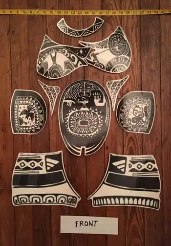 A set of temporary tribal tattoos for completing a Maui Halloween costume, featuring intricate designs from Disney's Moana.