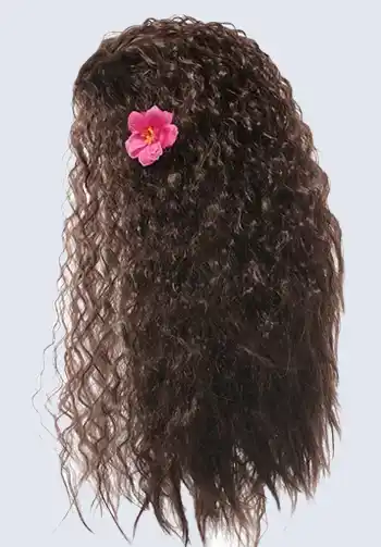 A high-quality Moana wig for adults, featuring long, wavy black hair, perfect for completing your Moana Halloween costume.