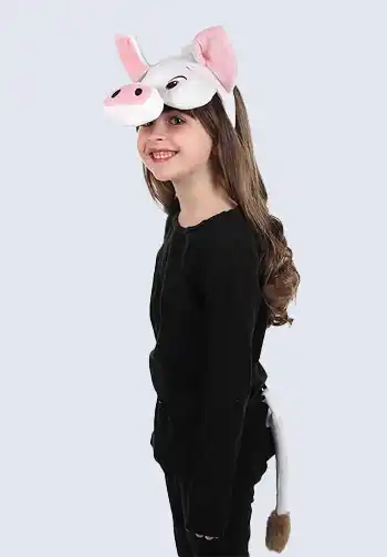  A Pua headband and tail accessory set, perfect for kids or adults to add a touch of Pua to their Halloween costume, easily paired with a white and grey outfit.