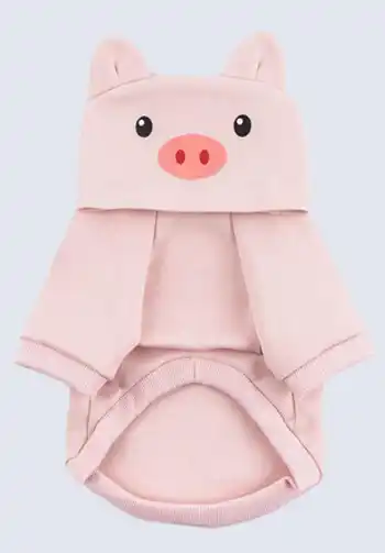 A charming Pua costume for pets, complete with a headpiece and a spotted vest, ideal for including your furry friend in a Moana-themed Halloween celebration.