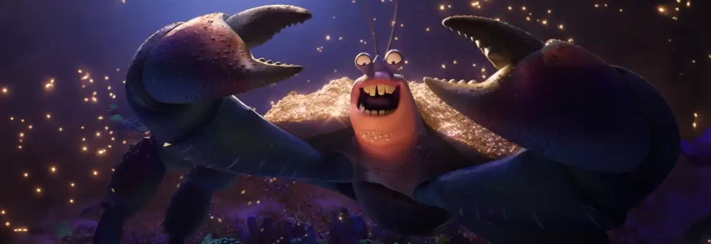 Tamatoa, the shiny and treasure-obsessed crab from Moana, showcasing his vibrant colors and menacing claws.