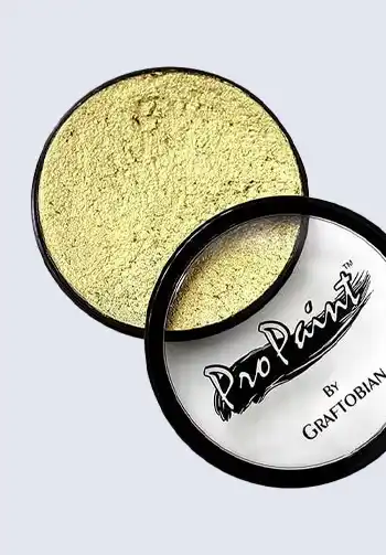 Shimmering gold glitter body makeup, perfect for completing a glamorous and eye-catching Halloween costume.