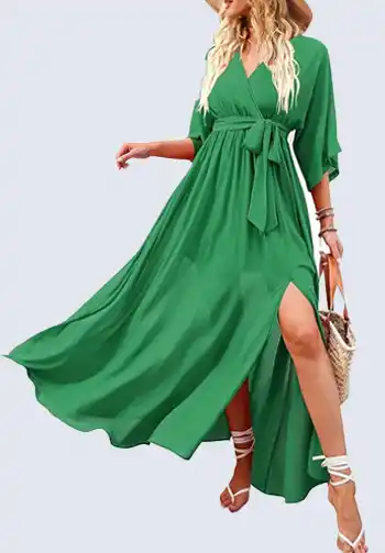 A simple and elegant green dress, perfect for creating a basic Te Fiti look for a Moana-inspired Halloween costume.