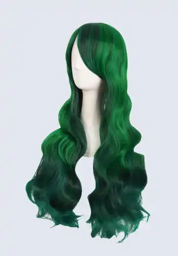 A wavy green wig that captures the essence of Te Fiti, ideal for enhancing a Moana-inspired Halloween costume.