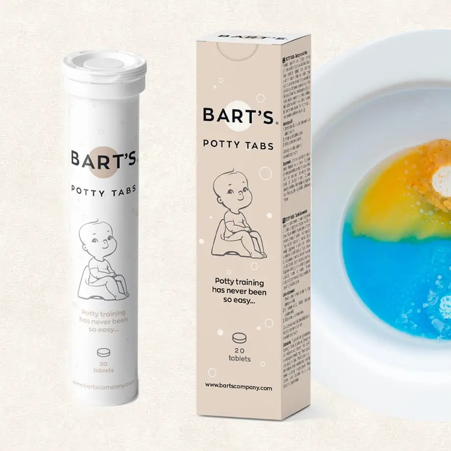 Bart's Potty Tabs, designed to make potty training fun with color-changing water, perfect for Potty Training Rewards Ideas.