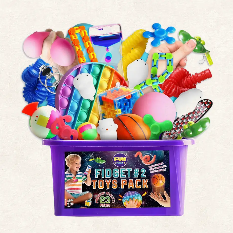 Fidget toy pack with a variety of stress-relief toys, perfect for Potty Training Rewards Ideas.