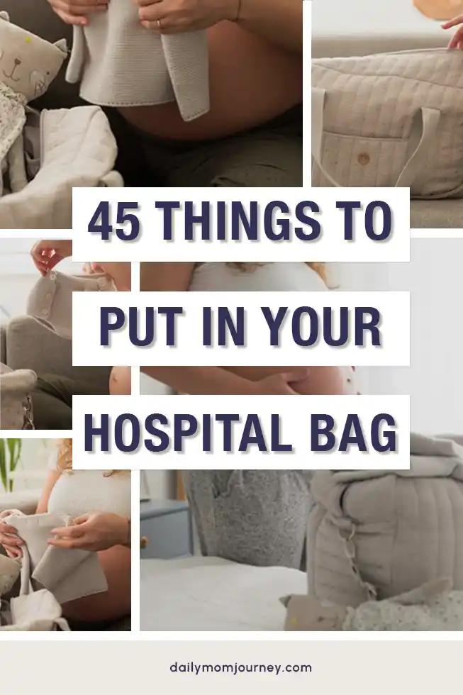 Packing your hospital bag? Don’t miss this ultimate checklist of 45 essential items to ensure a smooth labor and delivery. Perfect for moms, dads, and babies. #HospitalBagChecklist #ExpectingParents #BirthPreparation