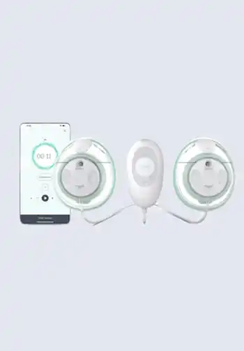 The Elvie Pump smart breast pump, featuring wireless connectivity and discreet design, an essential item for a hospital bag list for birth to support breastfeeding.