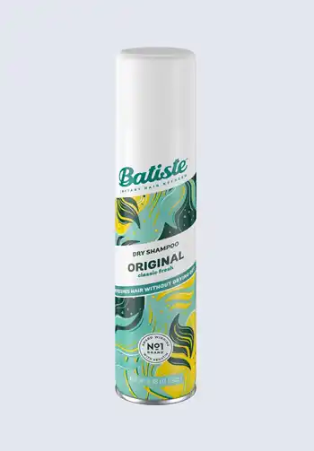 A can of Batiste dry shampoo, perfect for refreshing hair without water, making it a necessary addition to a hospital bag for delivery list.