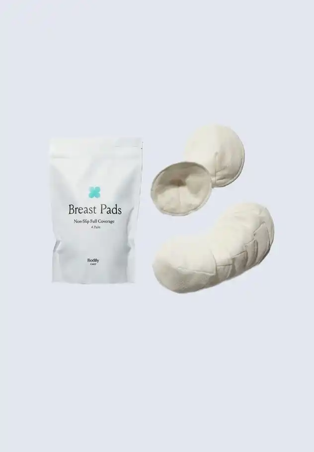 Bodily breast pads, designed for nursing and leak protection, a key component of the Bodily postpartum essentials kit.