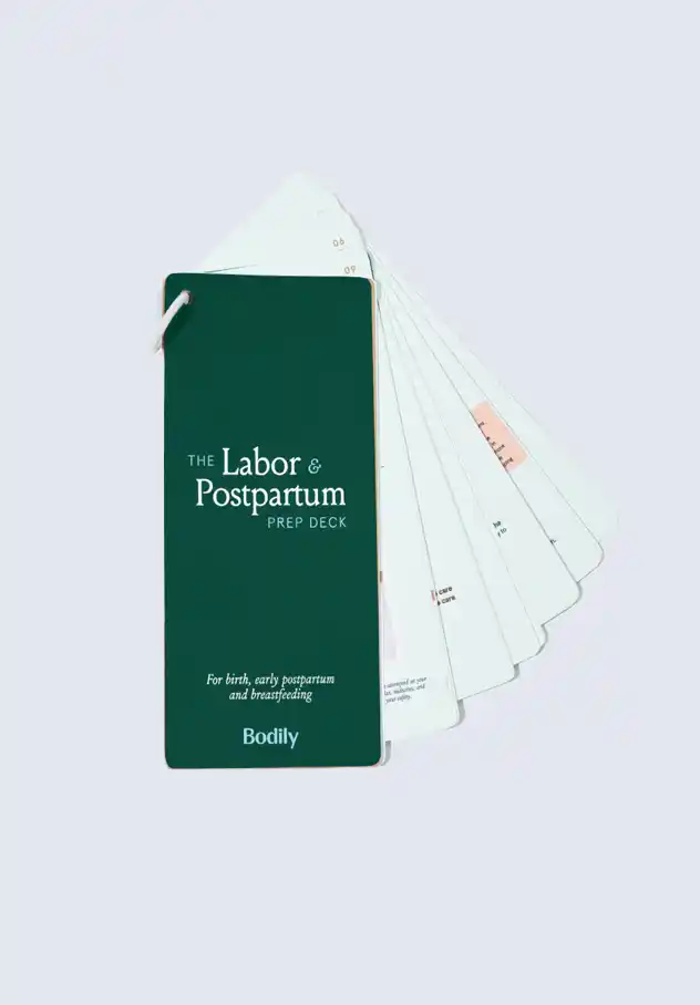 Bodily labor & postpartum prep deck, offering essential information and guidance for new moms, a key component to add to the Bodily postpartum essentials kit.