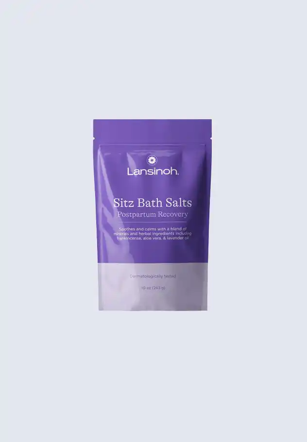 Lansinoh sitz bath salts, designed for postpartum recovery, offering soothing relief for the perineal area.