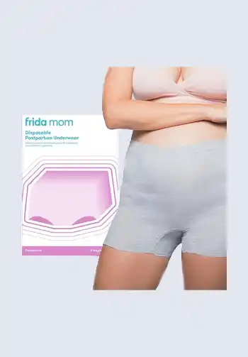 Frida Mom disposable postpartum underwear, designed for maximum comfort and support during postpartum recovery, an essential item in any postpartum gift basket.