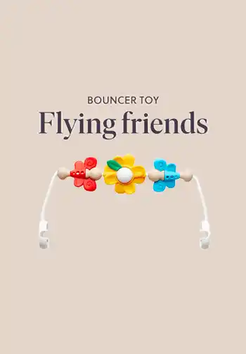 BabyBjorn Flying Friends Toy Bar, colorful and interactive, perfect for visual stimulation and baby engagement.