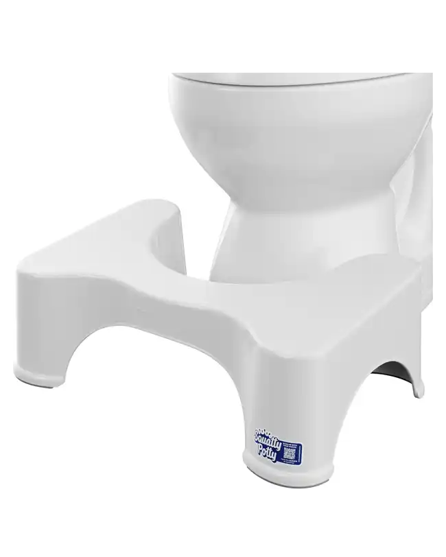 White Squatty Potty, helping to better align the rectum and reduce straining during bowel movements, essential for c-section recovery.