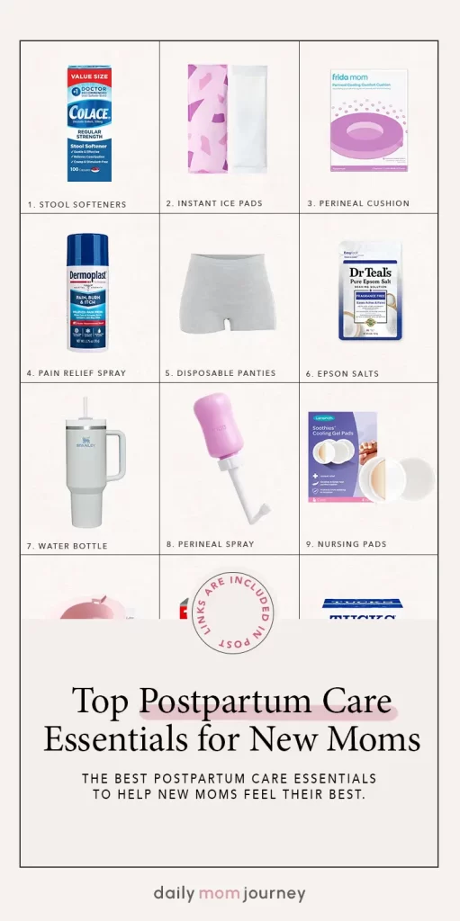 The best postpartum care essentials for new moms, featuring 12 must-have items like instant ice pads, a sitz bath, and a water bottle. A detailed look at postpartum essentials to help new moms feel their best.