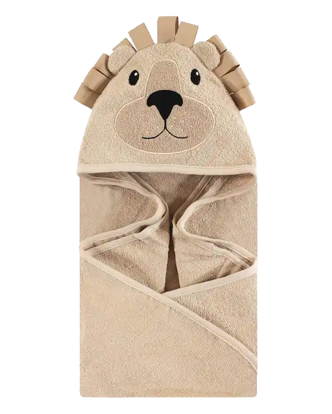 Hudson Baby hooded towel with animal face for fun baby bath time