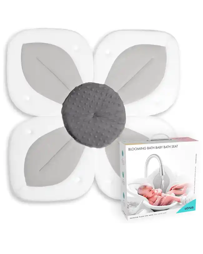 The Blooming Bath Lotus showcasing its plush, flower-shaped design, perfect for providing a comfortable and supportive bathing experience in a baby bath tub.