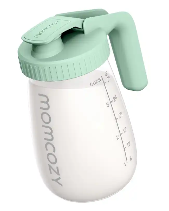 Momcozy Breast Milk Pitcher, perfect for implementing the pitcher method for breast milk storage and feeding.