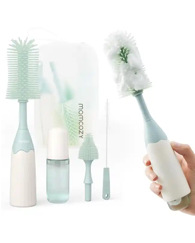 Momcozy Bottle Brush Kit, essential for thorough cleaning of baby bottles and breast pump parts.