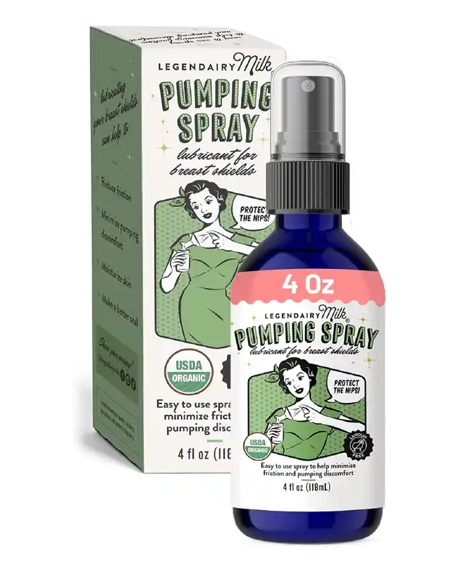 Legendairy Milk Pumping Spray to minimize friction and discomfort, a key breast pumping essential for exclusively pumping moms.