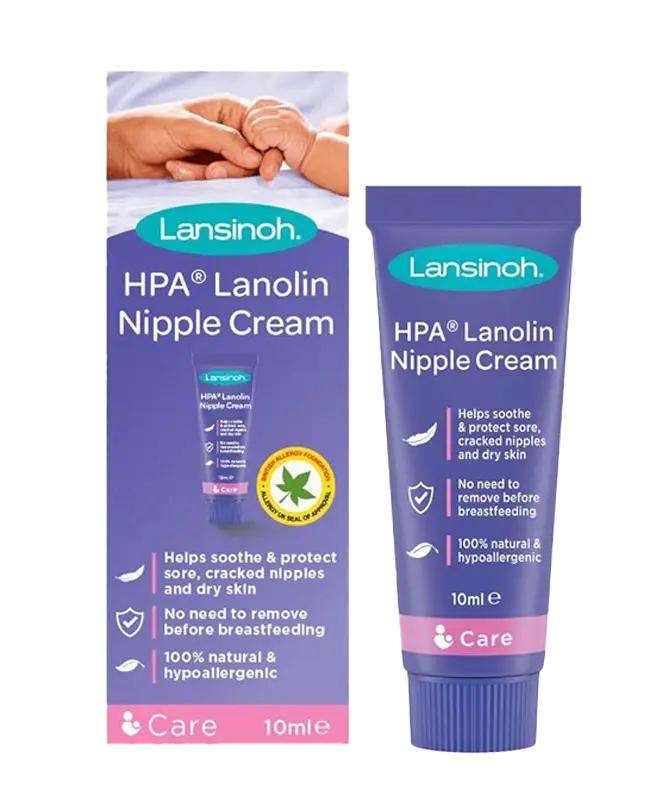 Lansinoh Lanolin Nipple Cream, an essential breastfeeding supply, ideal for soothing and protecting sore, cracked nipples, perfect for your nursing cart essentials.