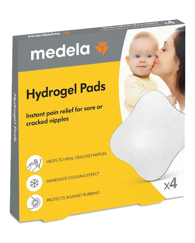 Medela Hydrogel Pads offer instant pain relief for sore or cracked nipples, a must-have in your breastfeeding essentials and nursing cart supplies.