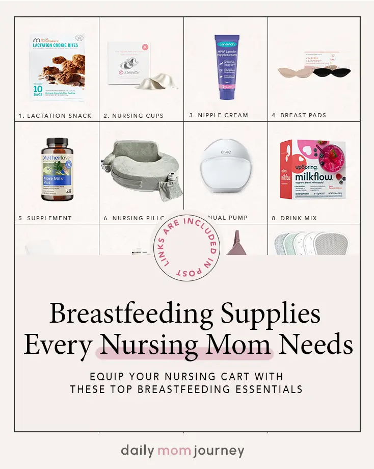 A serene moment of a mother breastfeeding her baby, emphasizing the 17 essential supplies needed for a smooth nursing experience.