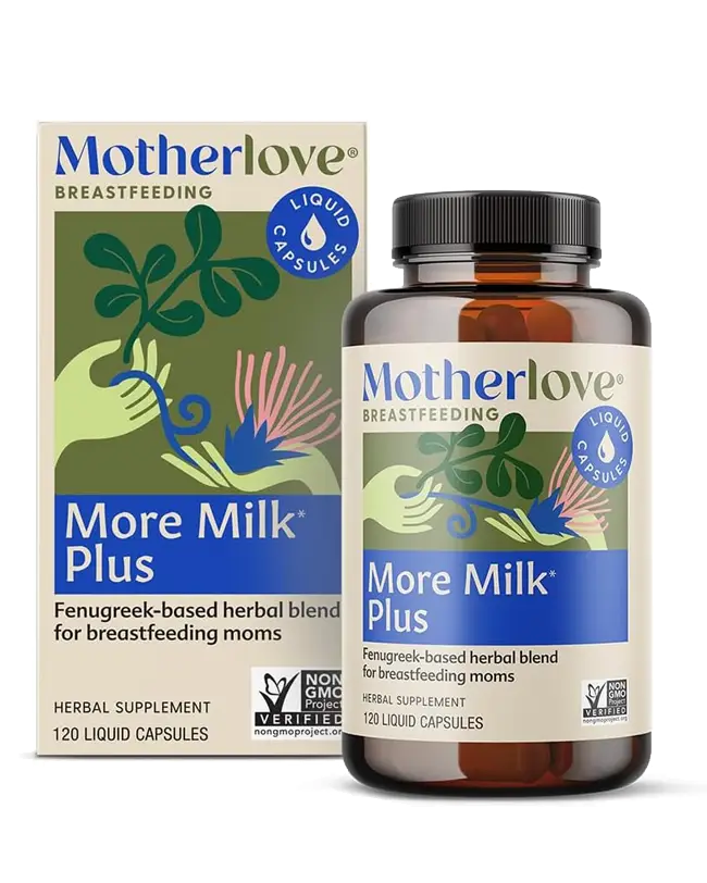 Motherlove More Milk Plus supplement supports milk supply, an important addition to your breastfeeding essentials and nursing cart supplies.