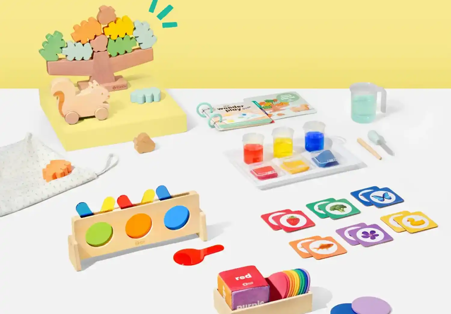 A Montessori subscription box for 2 year olds, filled with educational toys and activities designed to promote hands-on learning and development.