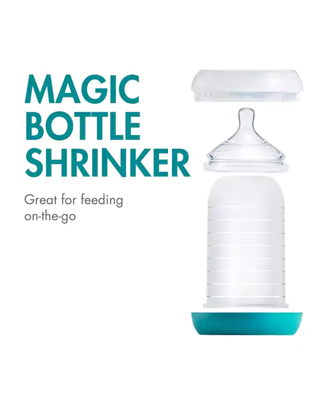  The Boon Nursh Baby Bottle Storage Buns, an infant travel essential that acts as a magic bottle shrinker for compact storage.