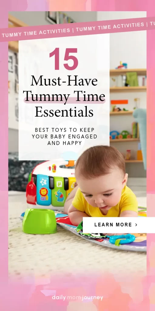 A baby engaging with tummy time essentials to stay happy and active.