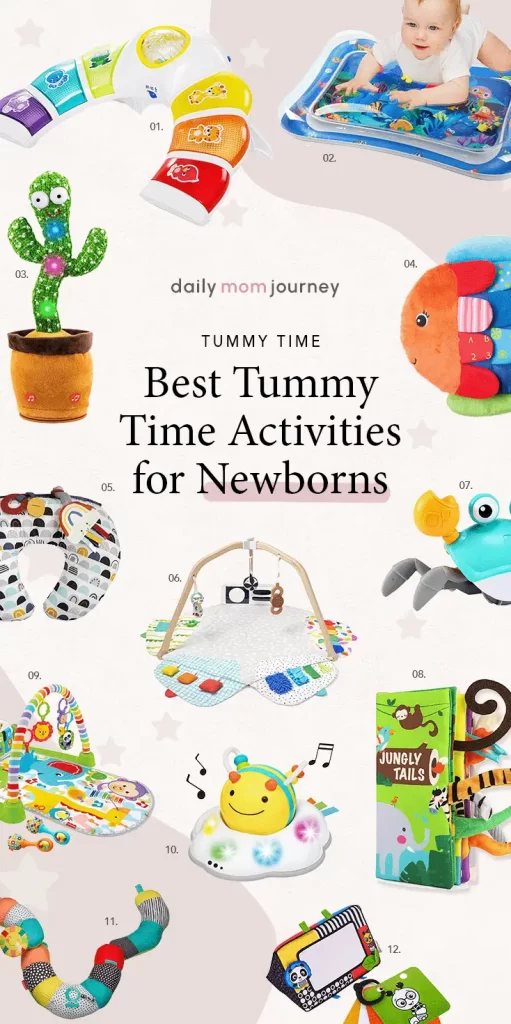 A selection of the best tummy time activities and toys for newborns.