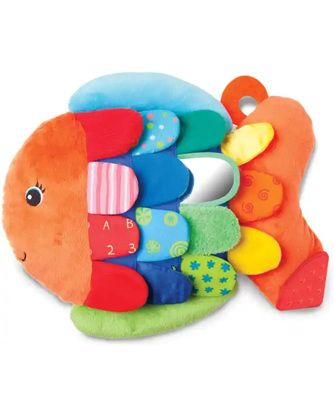 The Melissa & Doug Flip Fish Soft Baby Toy, a colorful and engaging toy for tummy time newborn play and sensory development.