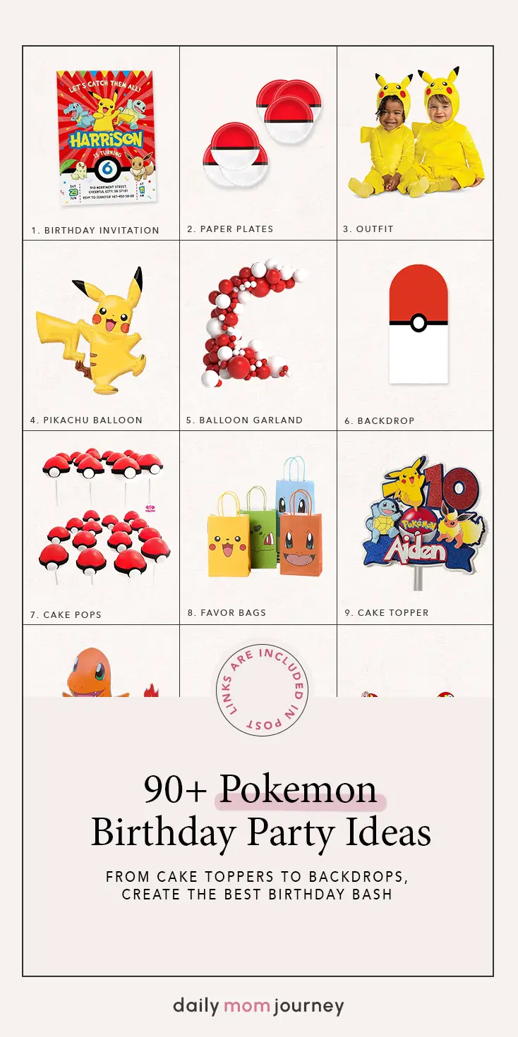 A detailed guide to Pokémon birthday party decorations, featuring Pikachu costumes, themed cake toppers, and Poké Ball accessories for a memorable event.