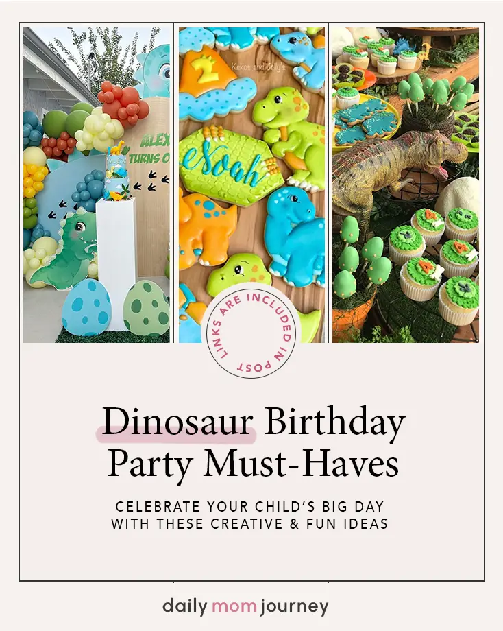 Vibrant dinosaur birthday party setup featuring colorful balloon garlands, customized dinosaur cookies, and themed cupcakes, perfect for a playful and festive celebration that captures the essence of a dino-themed birthday.