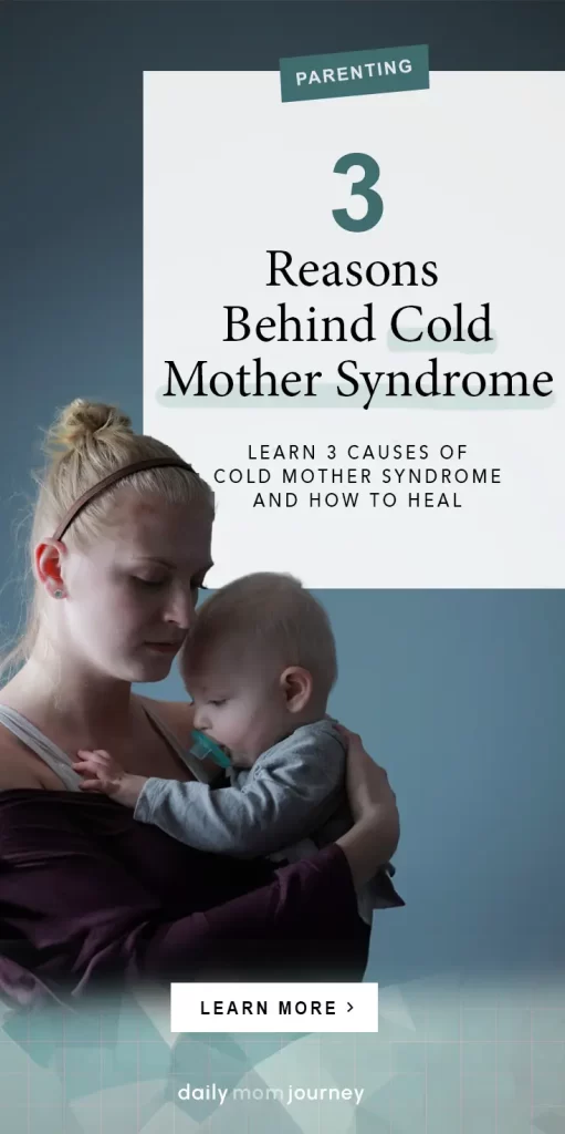 A mother holding her baby with a serious expression, illustrating the emotional impact of cold mother syndrome and its causes.