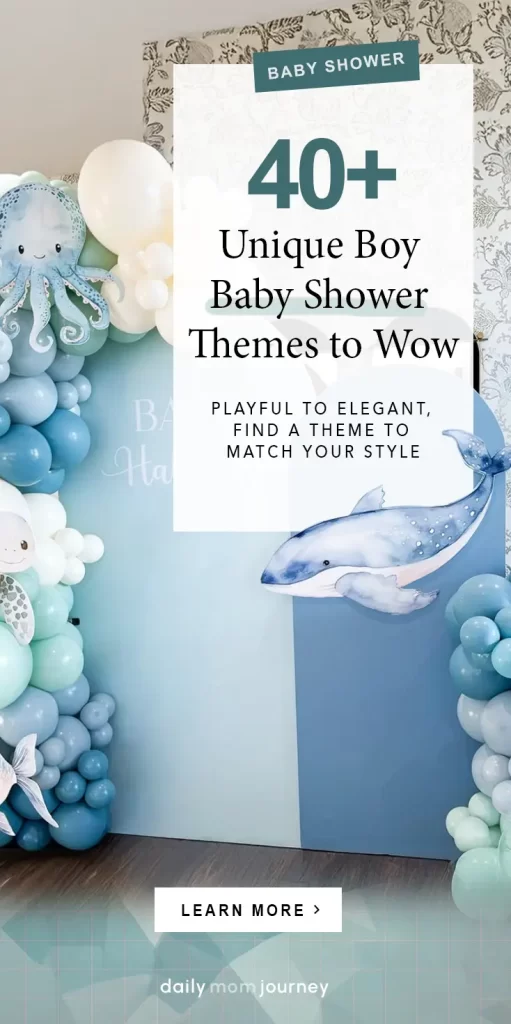 Explore unique boy baby shower themes with charming under-the-sea decorations, including a whale, octopus, and blue balloon arrangements.