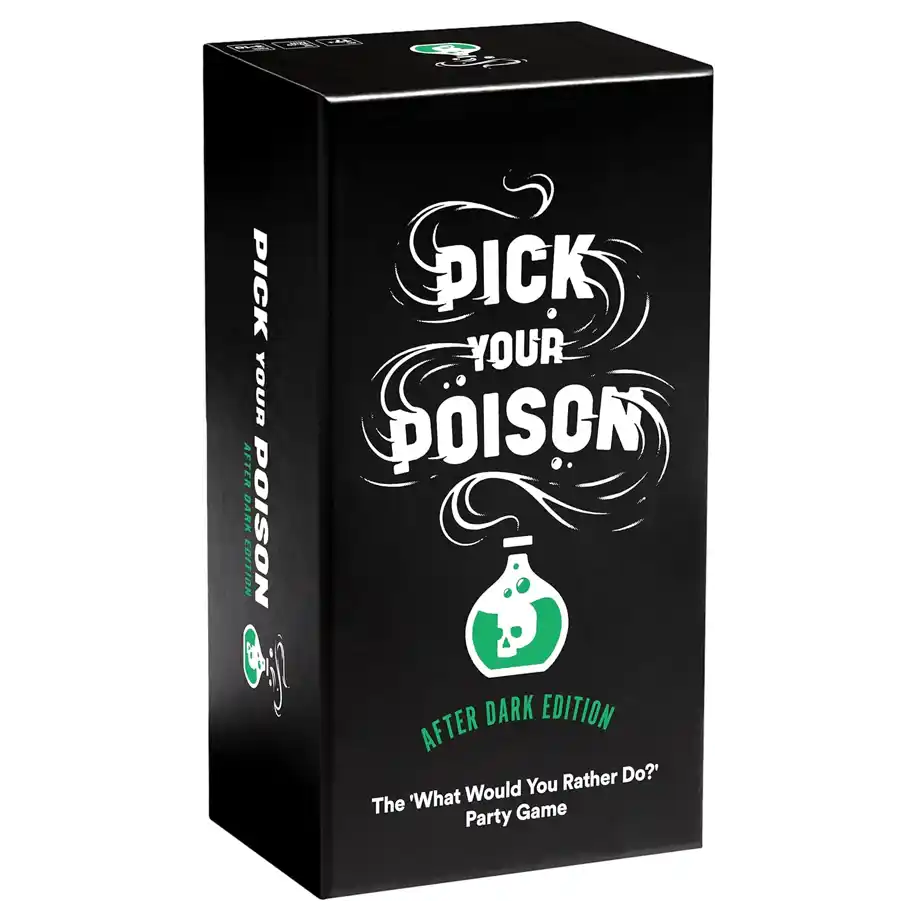 The After Dark edition of "Pick Your Poison," a daring party game for adults with edgy and hilarious "Would You Rather?" choices.