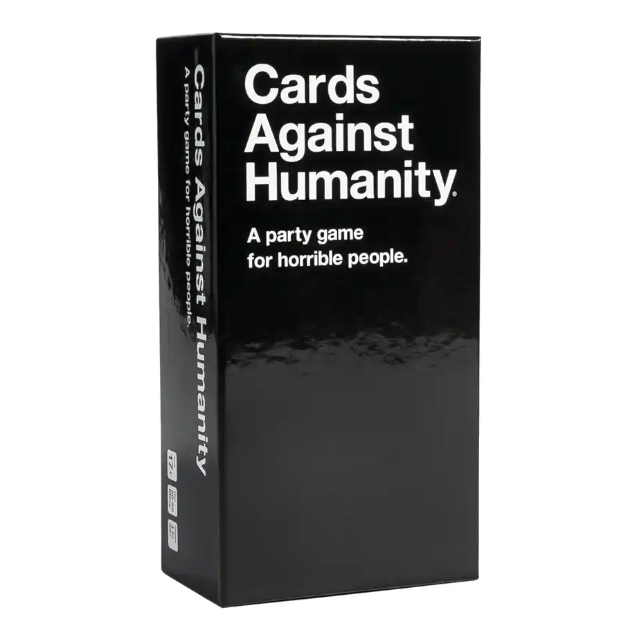 "Cards Against Humanity" box, the infamous party game for adults that sparks outrageous and dark humor.