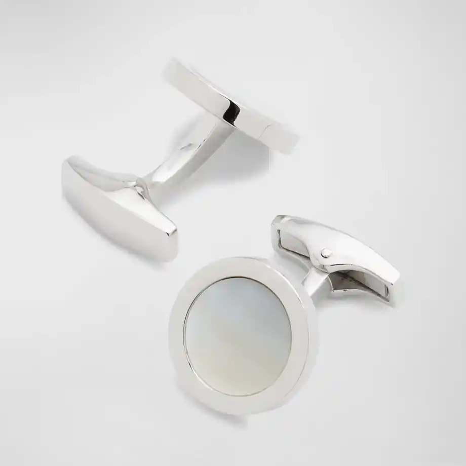 Elegant cufflinks with mother-of-pearl inlays, a stylish and refined 12-year anniversary gift for him.