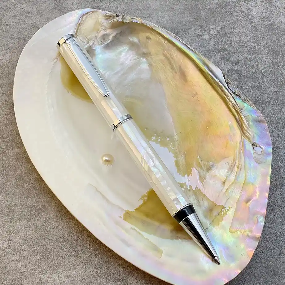 Luxury pen made with mother-of-pearl, perfect for a 12-year anniversary gift.