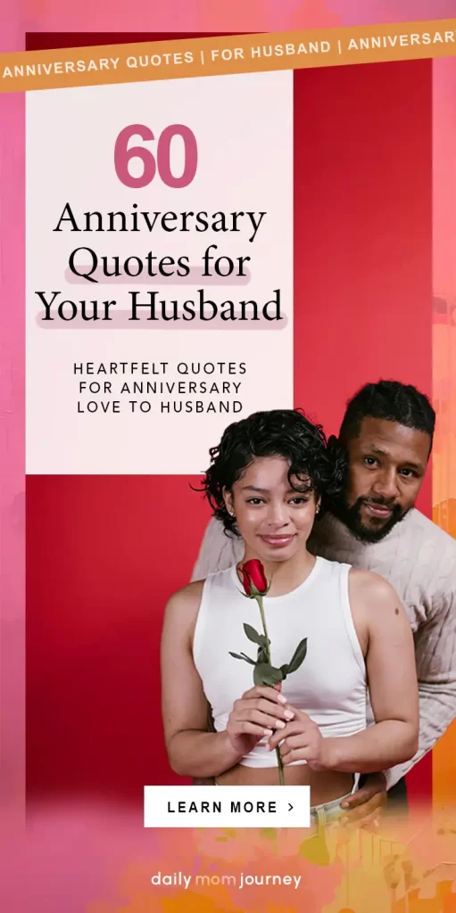 A couple celebrating their love with a romantic gesture, holding a red rose, accompanied by the text "60 Anniversary Quotes for Your Husband."